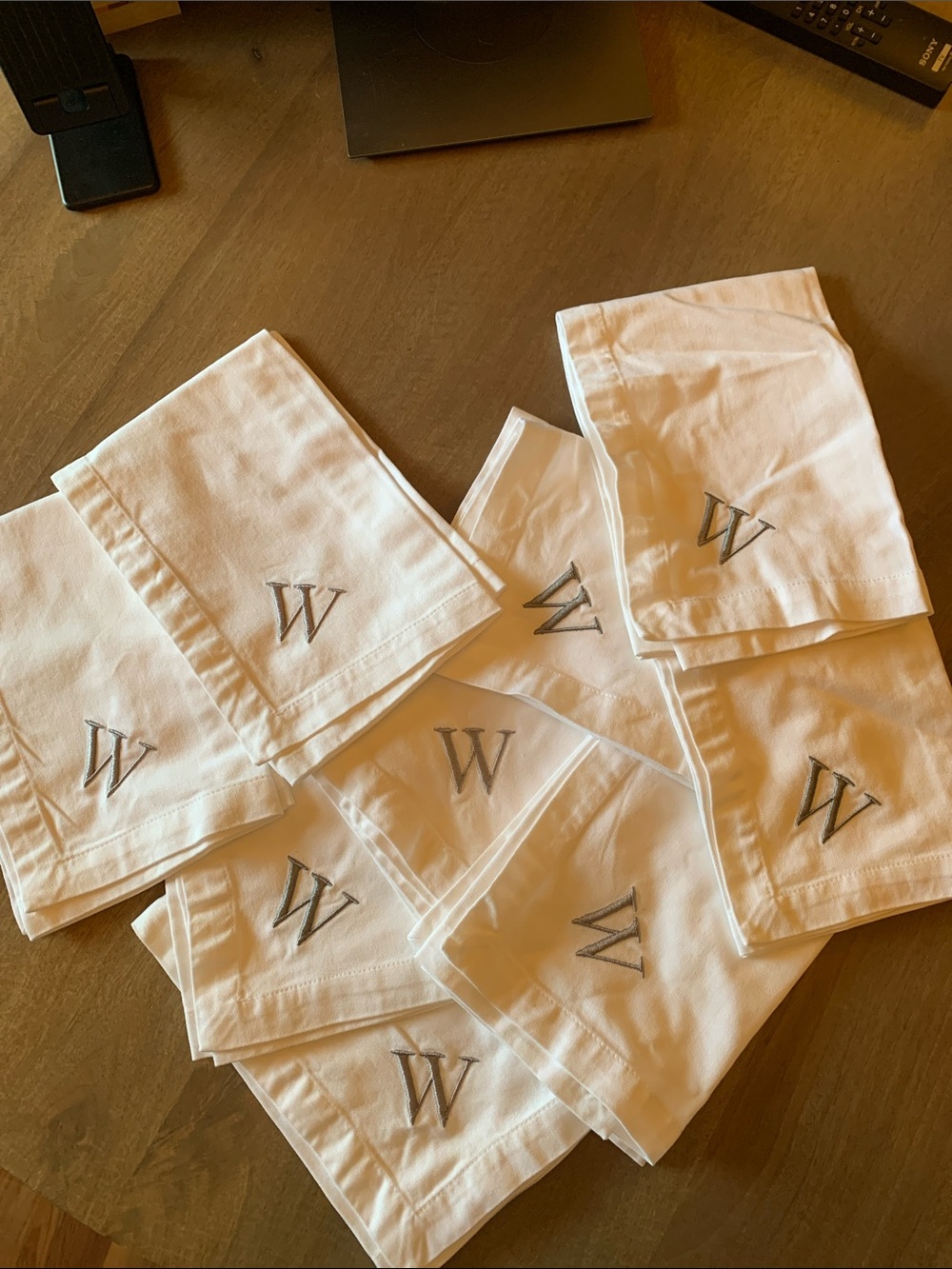 Pottery Barn White Embroidered Hotel style napkins -W-9